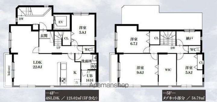 東京都杉並区高円寺南2丁目の賃貸マンション4Fの間取り