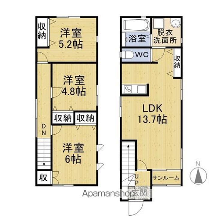 福井県福井市城東3丁目(一戸建)の賃貸物件戸建ての間取り
