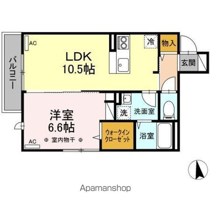 宮城県仙台市若林区南材木町の賃貸アパートの間取り