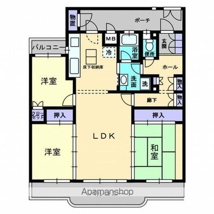 香川県高松市屋島西町の賃貸マンションの間取り