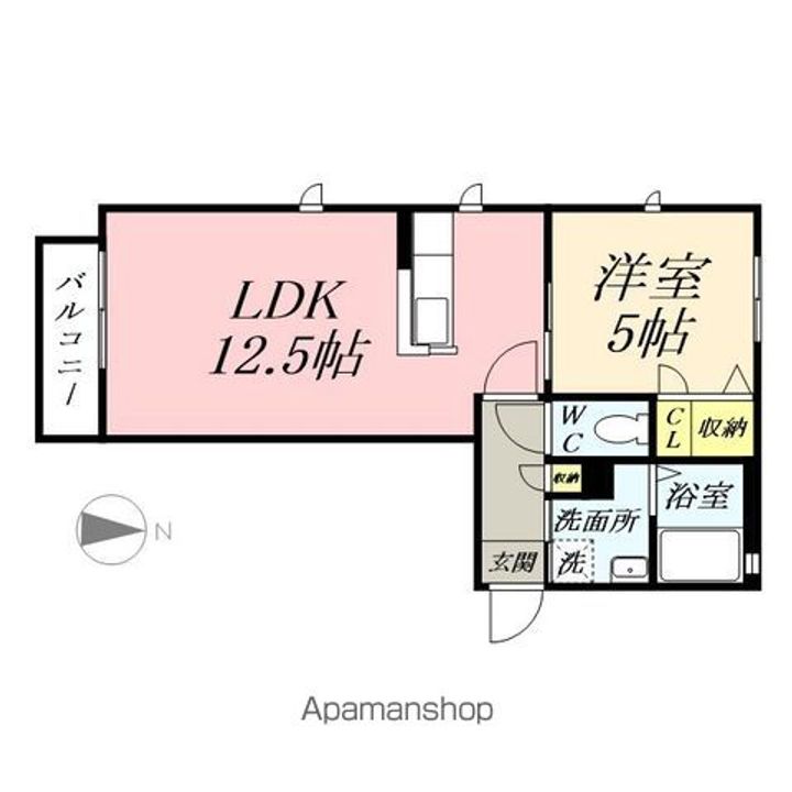 岡山県岡山市中区竹田の賃貸アパートの間取り