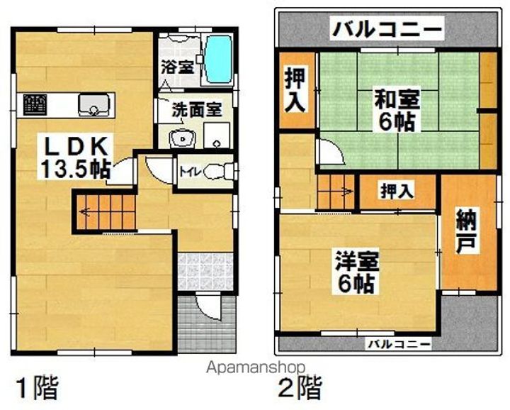 大阪府堺市東区草尾(一戸建)の賃貸物件の間取り