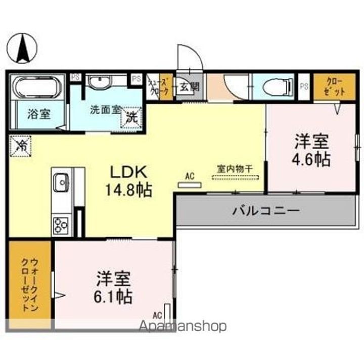 大阪府堺市北区北長尾町1丁の賃貸アパートの間取り