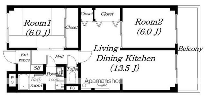 滋賀県大津市大江7丁目の賃貸マンションの間取り