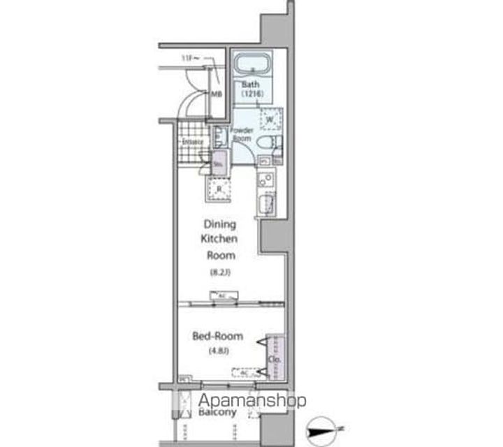 東京都台東区元浅草1丁目の賃貸マンションの間取り
