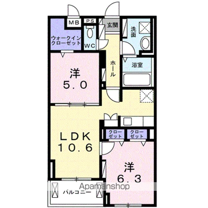大阪府堺市北区南長尾町1丁の賃貸マンションの間取り