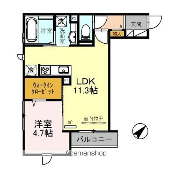 滋賀県栗東市小柿1丁目の賃貸アパートの間取り