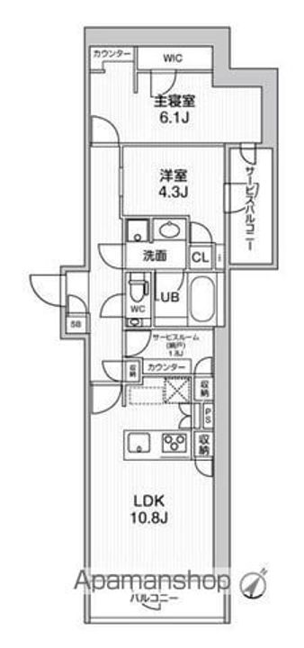 東京都渋谷区初台1丁目の賃貸マンションの間取り
