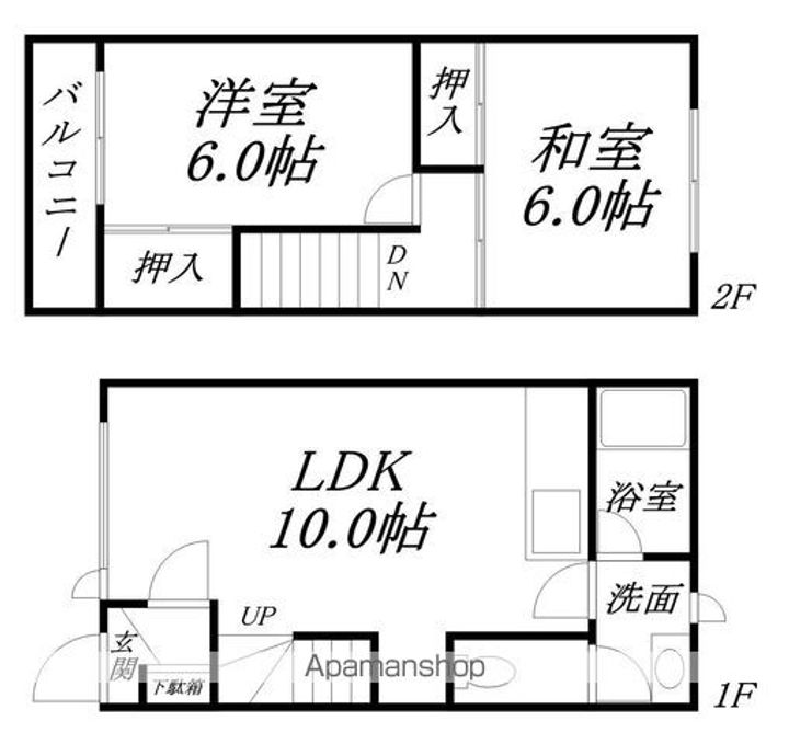 北海道北斗市東浜2丁目の賃貸アパート107の間取り