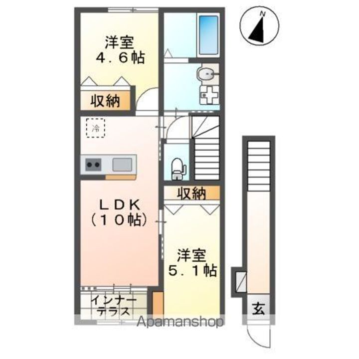 千葉県千葉市花見川区畑町の賃貸アパートの間取り