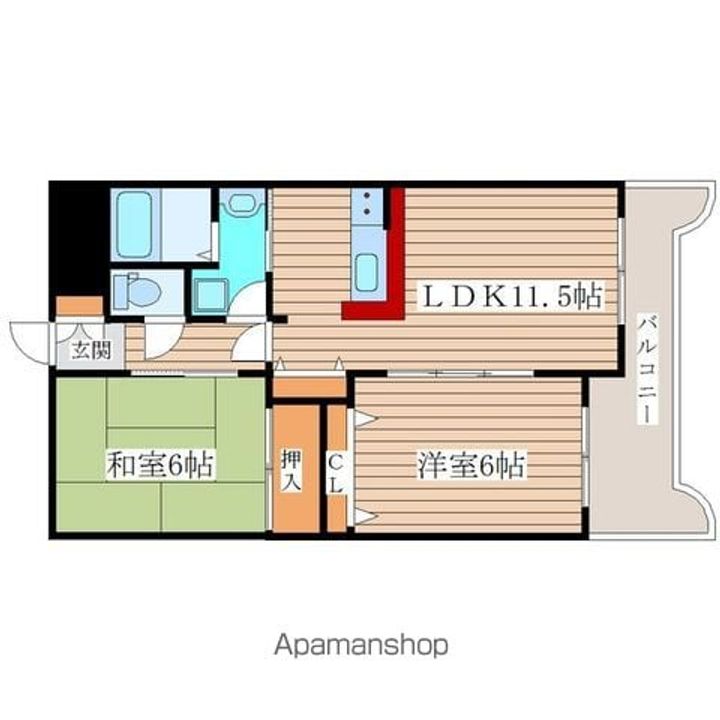 宮城県仙台市青葉区栗生6丁目の賃貸マンションの間取り