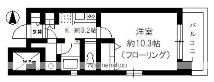東京都新宿区若松町の賃貸マンションの間取り