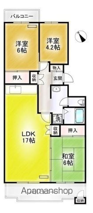 神奈川県横浜市青葉区榎が丘の賃貸マンションの間取り