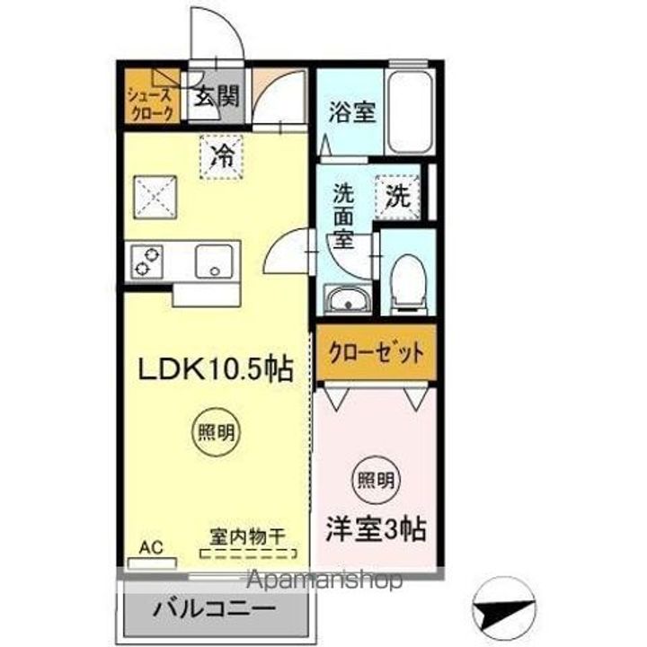 香川県高松市松縄町の賃貸アパートの間取り