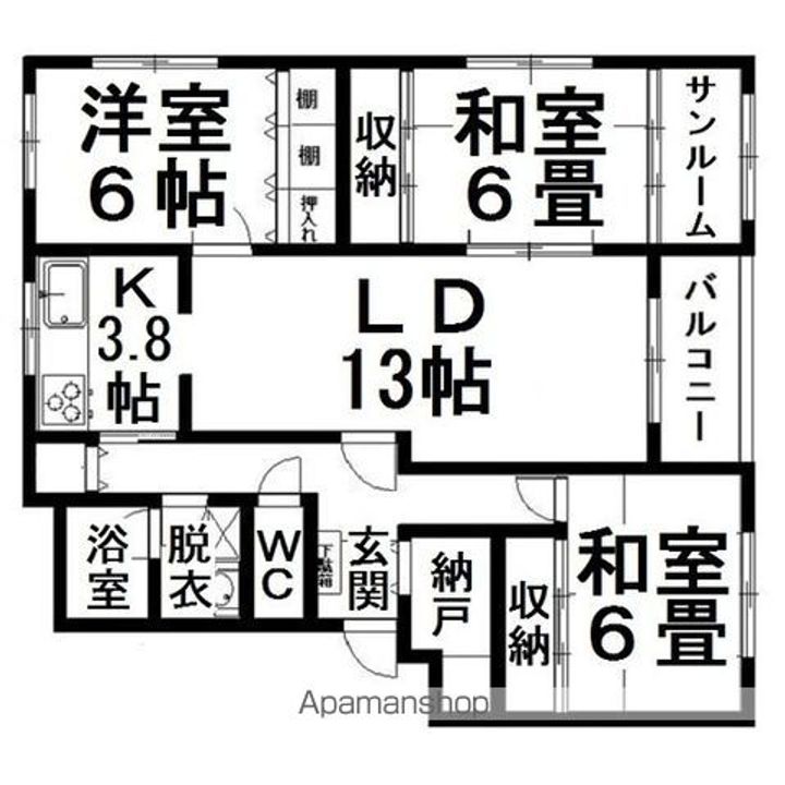 オーシャンⅡ102の間取り