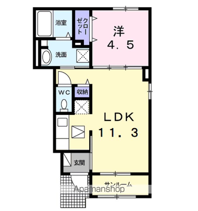 茨城県神栖市大野原1丁目の賃貸アパートの間取り