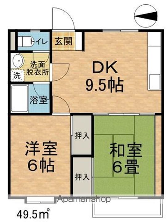 長野県松本市波田の賃貸アパートの間取り