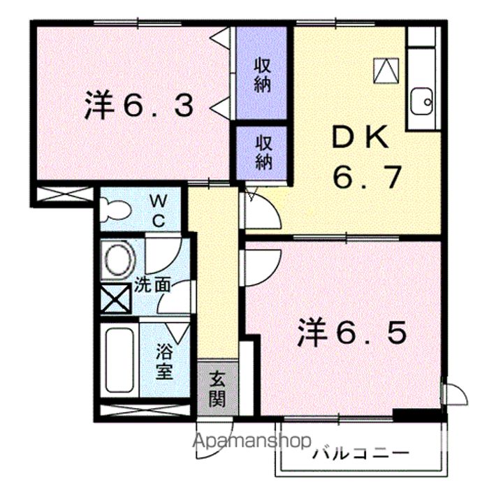 茨城県稲敷郡阿見町岡崎2丁目の賃貸アパートの間取り