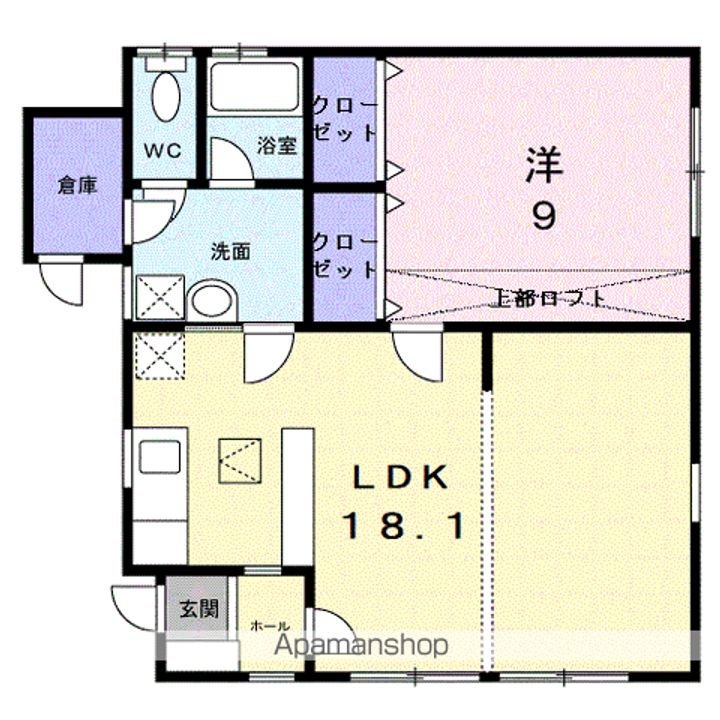 宮城県大崎市古川塚目字石名坂の賃貸アパートの間取り
