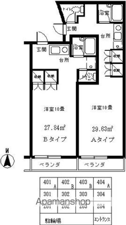 福島県郡山市田村町徳定字下河原の賃貸マンションの間取り