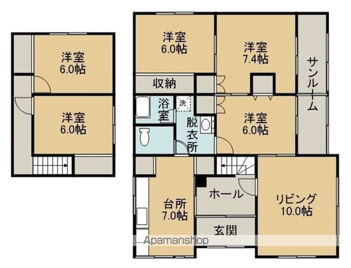 北海道網走市台町2丁目(一戸建)の賃貸物件の間取り