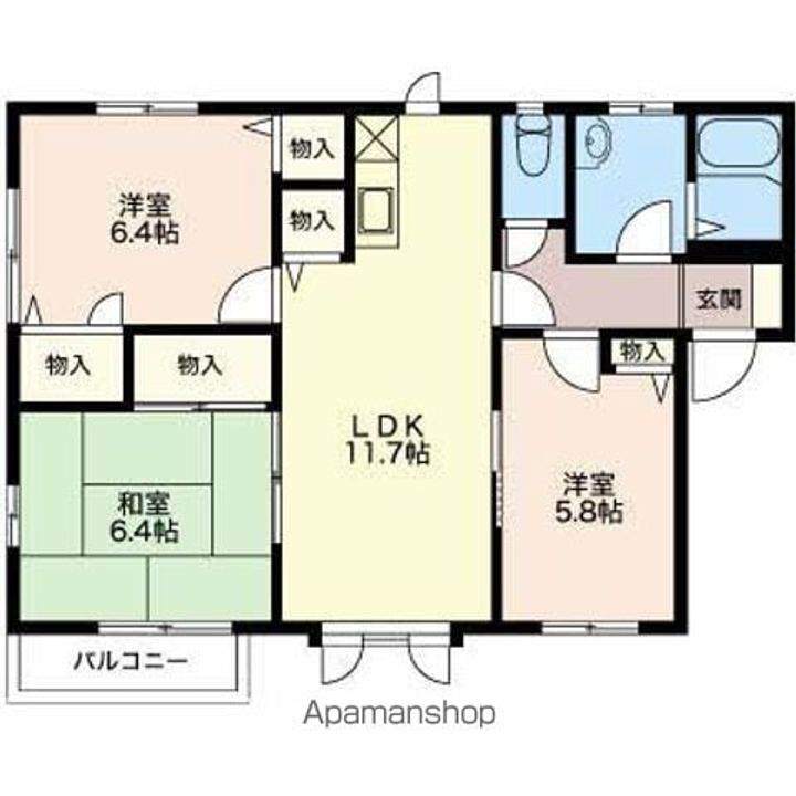 長野県松本市井川城1丁目の賃貸アパートの間取り