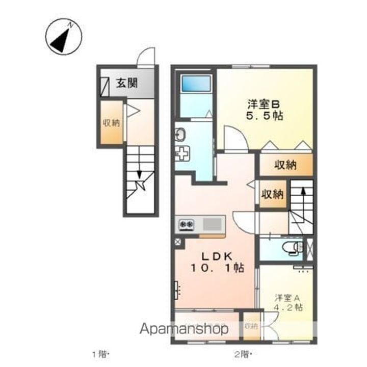 東京都八王子市左入町の賃貸アパートの間取り