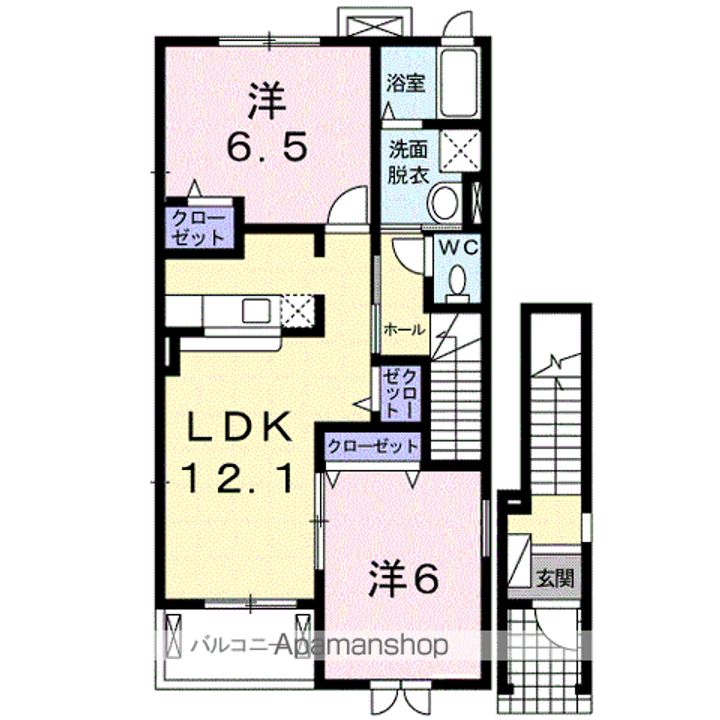 福岡県久留米市山川沓形町の賃貸アパートの間取り