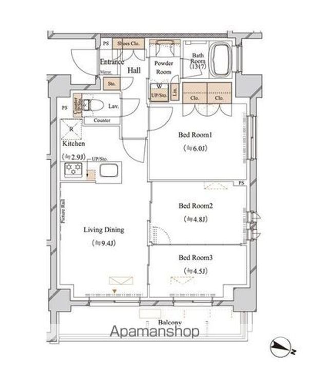 東京都練馬区豊玉上1丁目の賃貸マンションの間取り