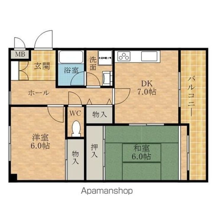 ソレイユ岸和田弐番館404の間取り