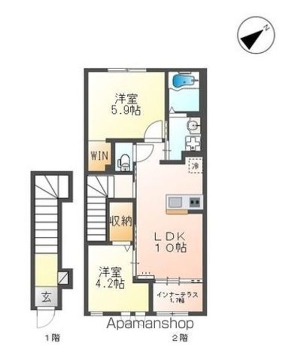 滋賀県彦根市正法寺町の賃貸アパートの間取り