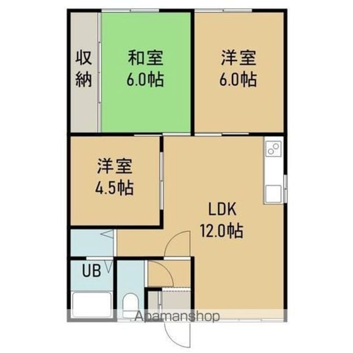 シャトークイーン2F右の間取り