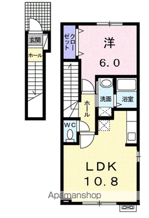 北海道函館市鍛治1丁目の賃貸アパートの間取り