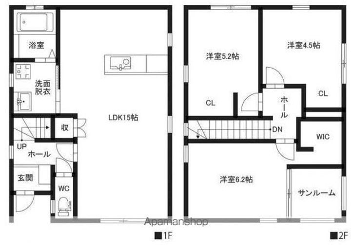 徳島県鳴門市撫養町木津(一戸建)の賃貸物件戸建ての間取り