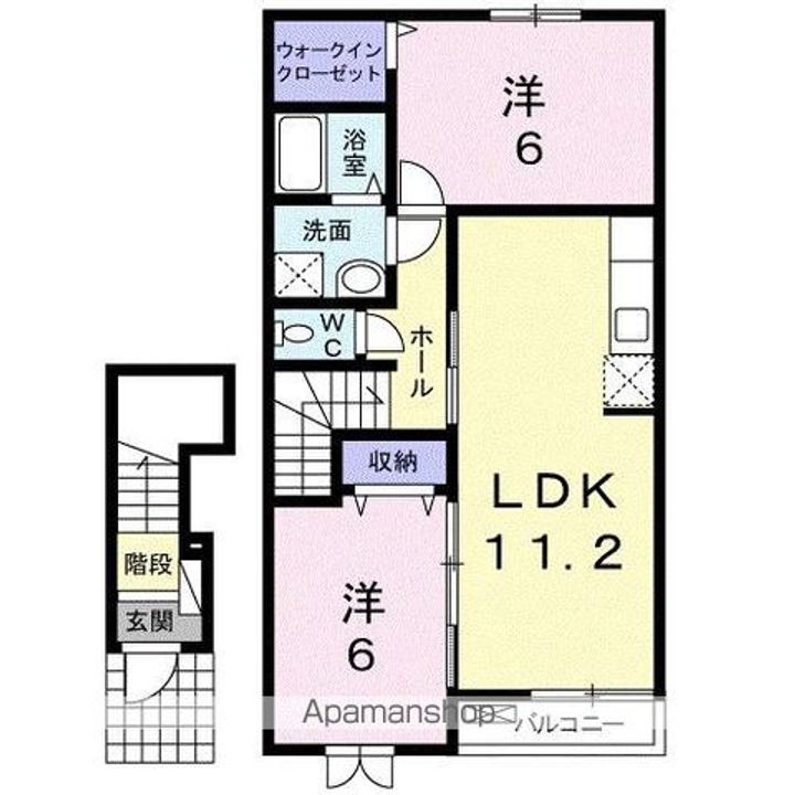 香川県東かがわ市横内の賃貸アパートの間取り