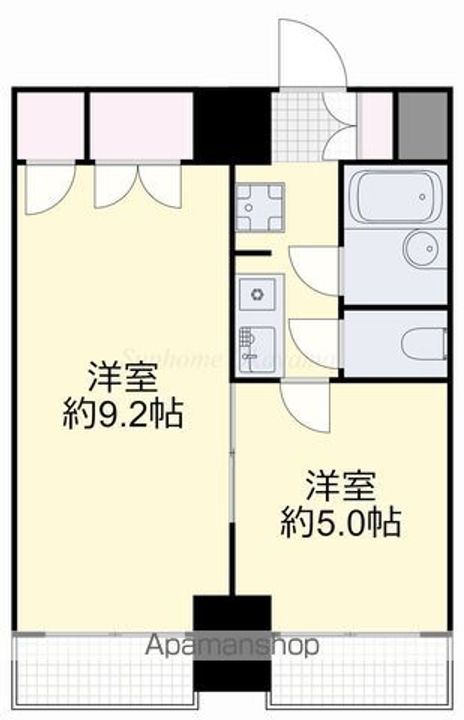 岡山県岡山市北区中山下1丁目の賃貸マンションの間取り