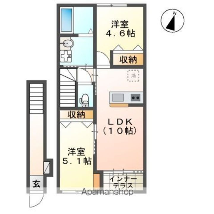 千葉県千葉市花見川区畑町の賃貸アパートの間取り