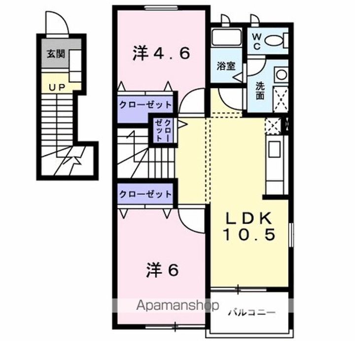 東京都昭島市松原町1丁目の賃貸アパートの間取り
