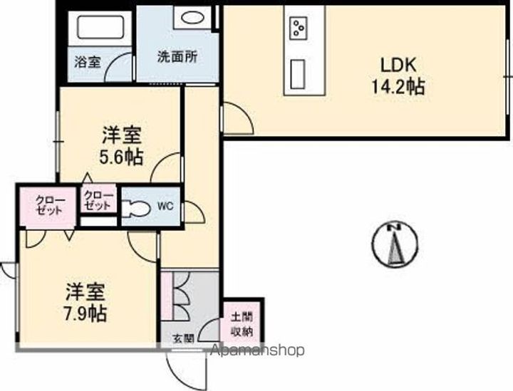 徳島県徳島市南田宮1丁目の賃貸マンションの間取り