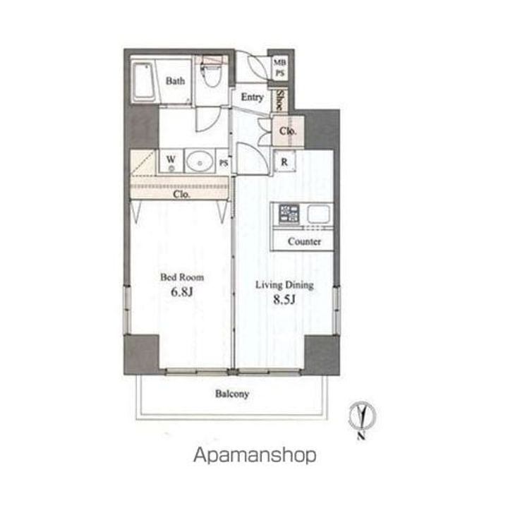 東京都目黒区上目黒2丁目の賃貸マンションの間取り