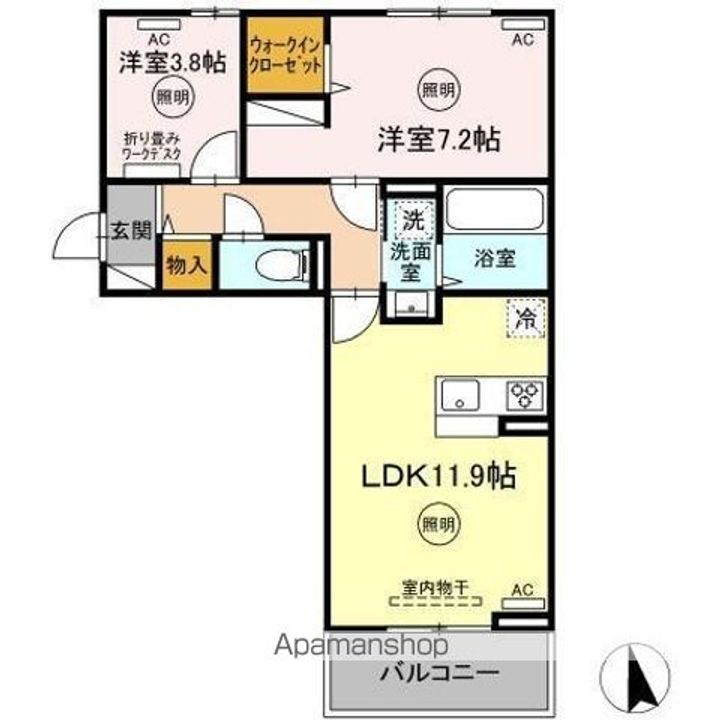 香川県高松市東山崎町の賃貸アパートの間取り