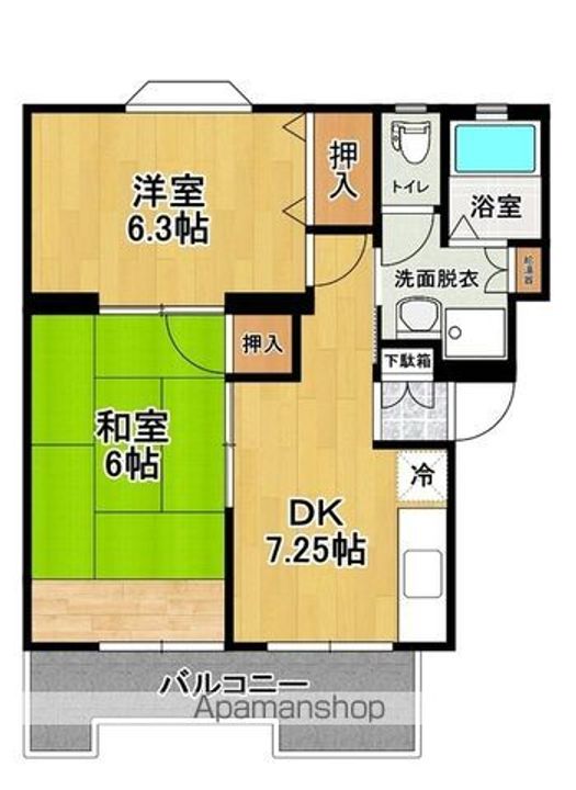 福島県郡山市安積町日出山1丁目の賃貸マンションの間取り