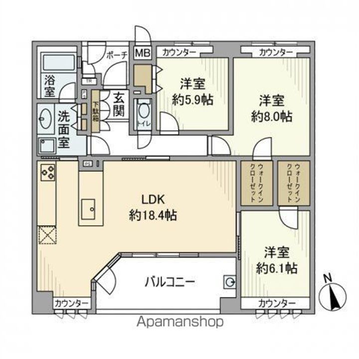 東京都板橋区加賀1丁目の賃貸マンションの間取り