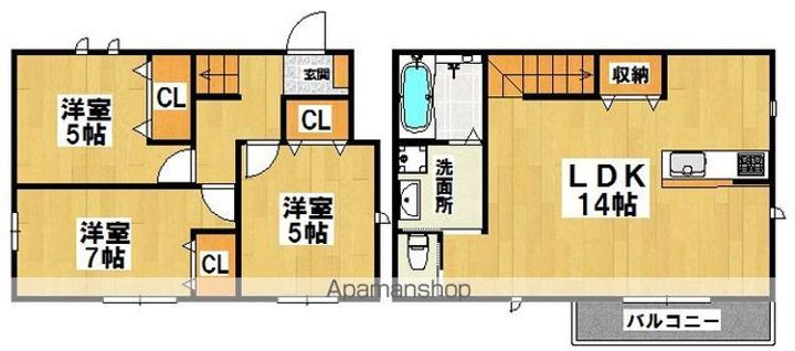 大阪府堺市西区浜寺昭和町4丁(一戸建)の賃貸物件の間取り