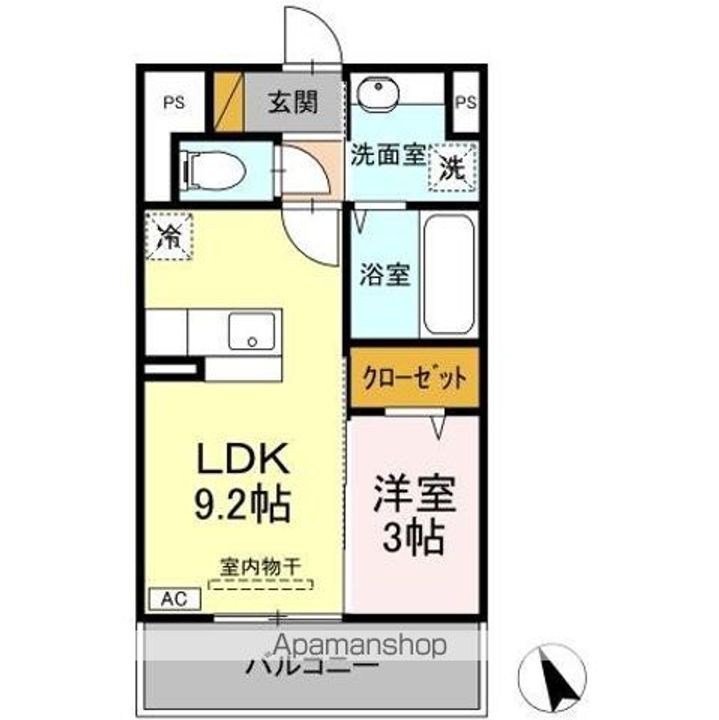 茨城県水戸市東原2丁目の賃貸アパートの間取り