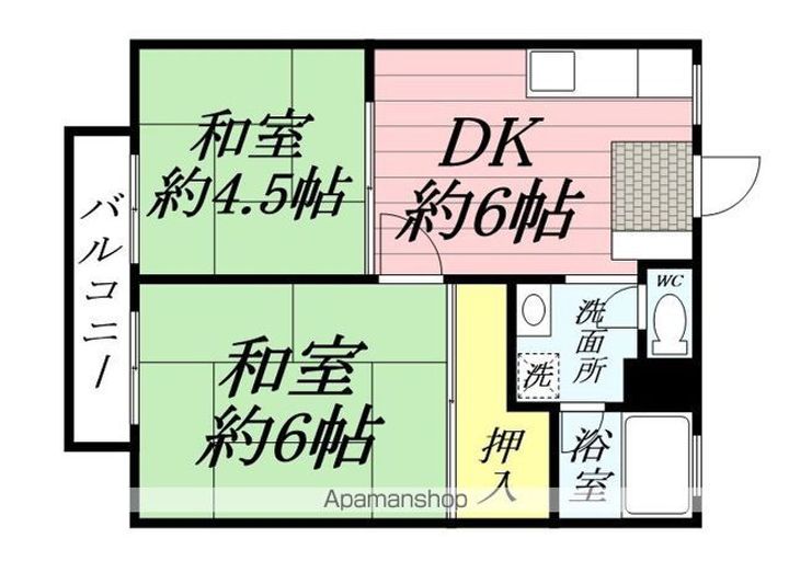 神奈川県横浜市鶴見区梶山2丁目の賃貸アパートの間取り