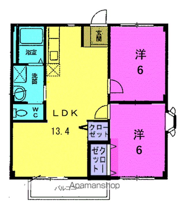 熊本県八代市田中西町の賃貸アパートの間取り