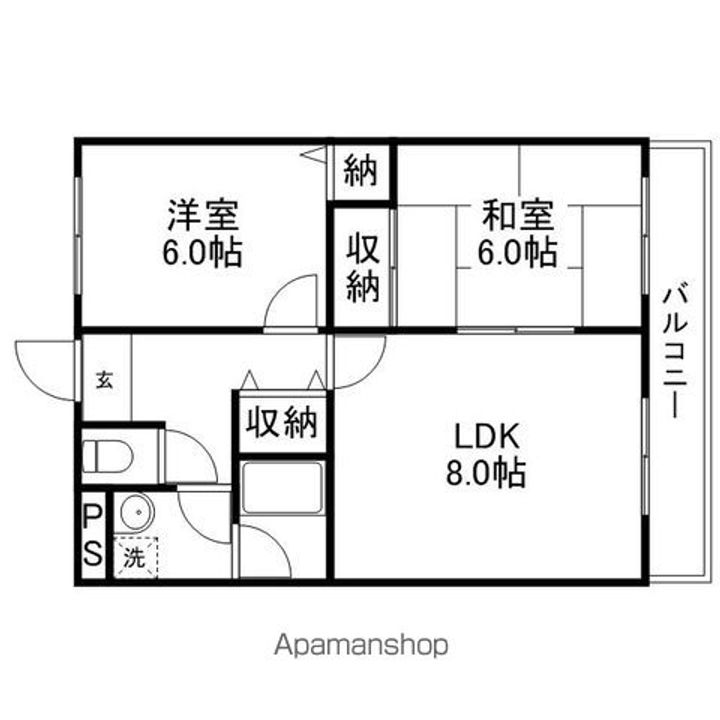 滋賀県近江八幡市鷹飼町北4丁目の賃貸マンションの間取り