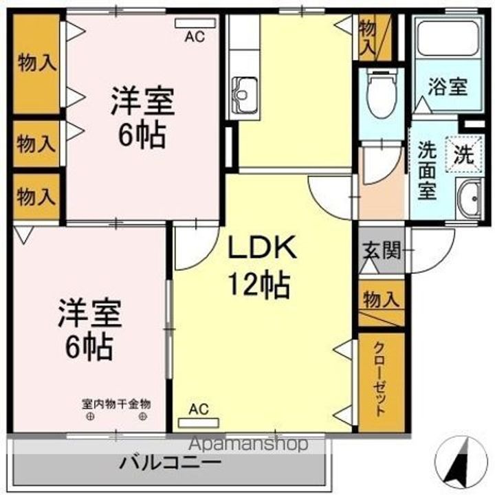 愛知県犬山市大字上野字南向の賃貸アパートの間取り