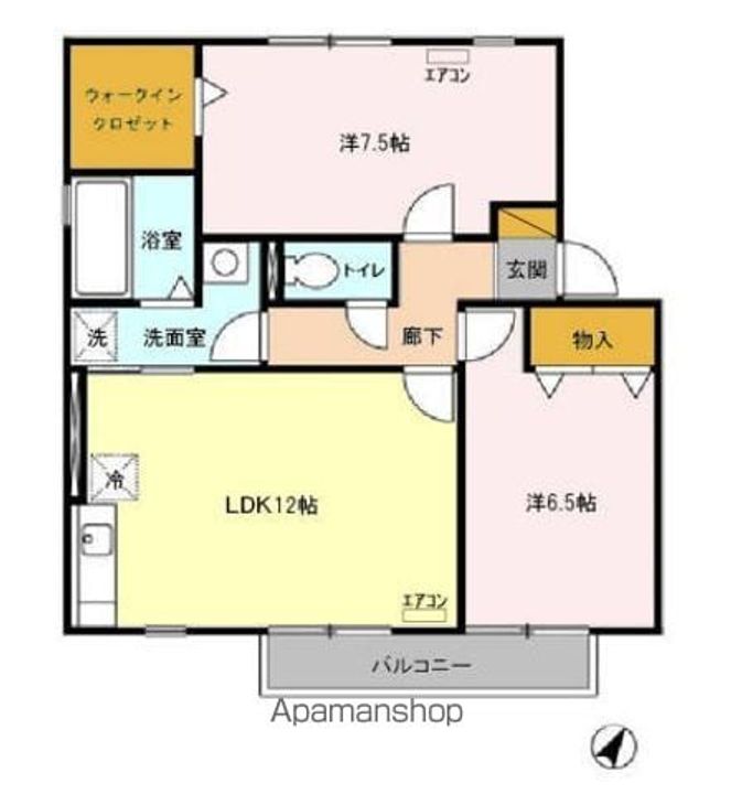 茨城県つくば市高野台2丁目の賃貸アパート203の間取り